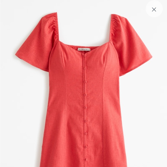Abercrombie Linen-Blend Button-Through Mini Dress - Picture 2 of 7